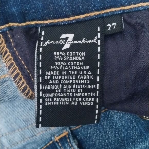 7 FOR ALL MANKIND Womens Size 4 (27) Ankle Skinny Distressed Denim Jeans - Picture 3 of 10